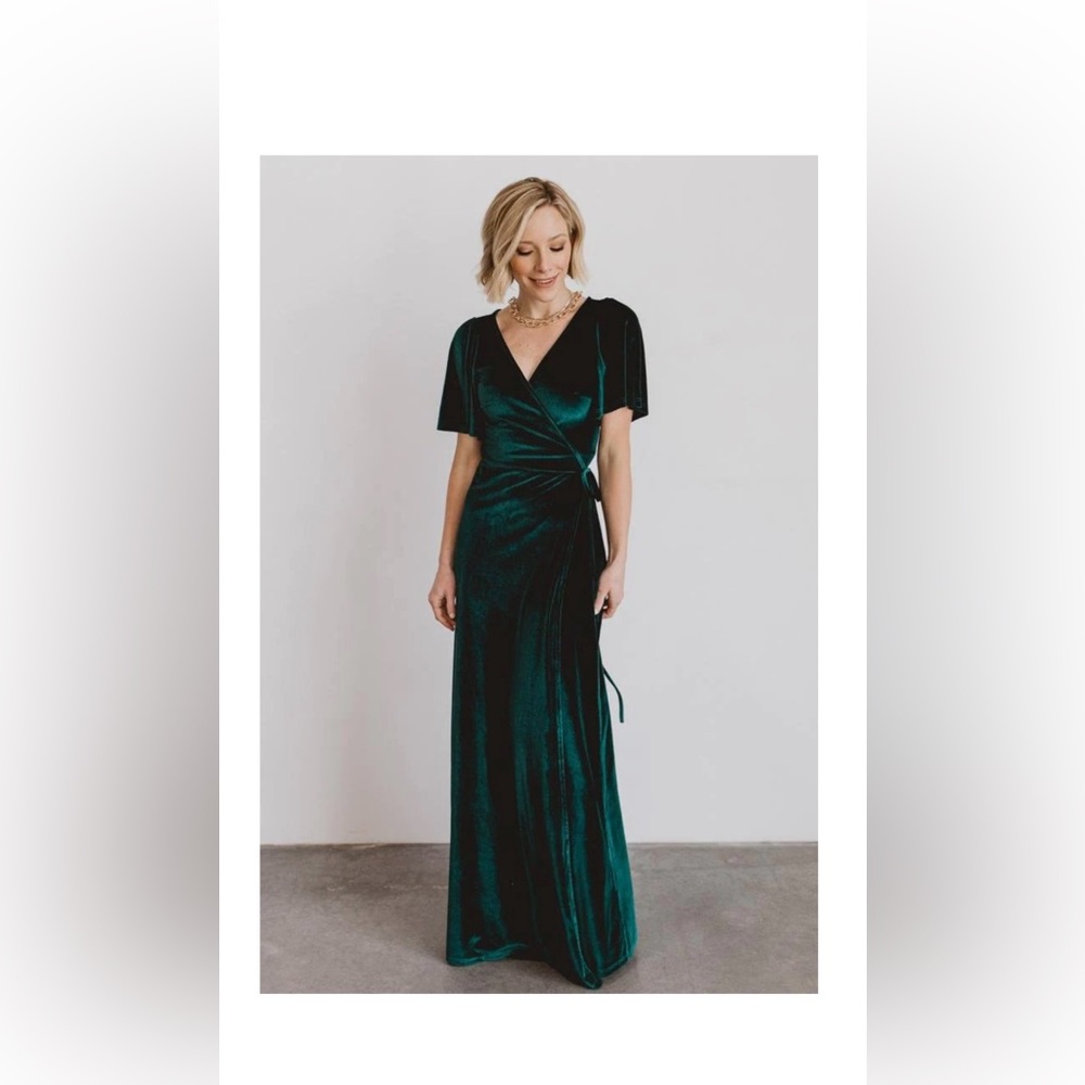 Baltic Born Meghan Velvet Wrap Maxi Dress Emerald XL